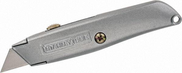 Stanley - Retractable Utility Knife - 2-7/16" Blade, Die Cast Aluminum (Color) Aluminum Handle, 3 Blades Included - Americas Industrial Supply