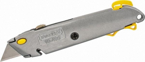 Stanley - Retractable Utility Knife - Aluminum Handle, 3 Blades Included - Americas Industrial Supply