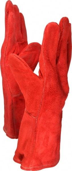 PRO-SAFE - Size L Cotton Lined Cowhide Welding Glove - 34.25cm OAL, Gauntlet Cuff, Wing Thumb, For General Welding - Americas Industrial Supply