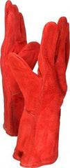 PRO-SAFE - Size L Cotton Lined Cowhide Welding Glove - 34.25cm OAL, Gauntlet Cuff, Wing Thumb, For General Welding - Americas Industrial Supply