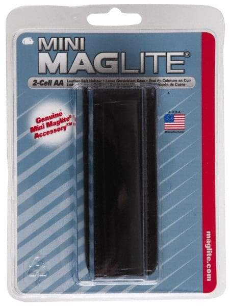 Mag-Lite - Leather Mini/Pocket Flashlight Belt Holster - Black, Compatible with Maglite AA Batteries - Americas Industrial Supply