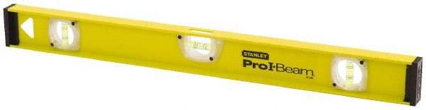 Stanley - 48" Long 3 Vial I-Beam Level - Aluminum, Yellow, 1 Level & 2 Plumb Vials - Americas Industrial Supply