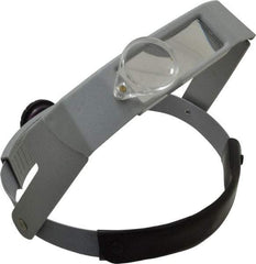 Made in USA - 2.25x Magnification, Acrylic, Rectangular Magnifier - 3-1/8 Inch Long x 1-1/8 Inch Wide Lens, Headband Mount, 8 without Auxiliary Lens and 3 with Auxiliary Lens Inch Focal Distance - Americas Industrial Supply