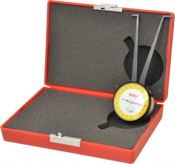 Value Collection - 1-1/8 to 2-1/8" Black Oxide & Chrome Plated Inside Dial Caliper Gage - 0.001" Graduation, 0.038mm Accuracy, 3-1/4" Leg Length, Ball Contact Points - Americas Industrial Supply