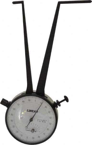Value Collection - 1-7/8 to 2-7/8" Black Oxide & Chrome Plated Inside Dial Caliper Gage - 0.001" Graduation, 0.038mm Accuracy, 3-1/4" Leg Length, Ball Contact Points - Americas Industrial Supply