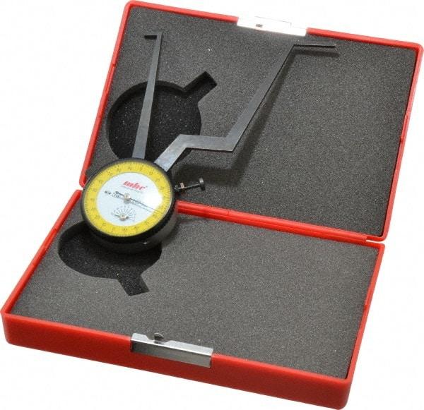 Value Collection - 3-1/4 to 4-1/4" Black Oxide & Chrome Plated Inside Dial Caliper Gage - 0.001" Graduation, 0.038mm Accuracy, 3-1/4" Leg Length, Ball Contact Points - Americas Industrial Supply