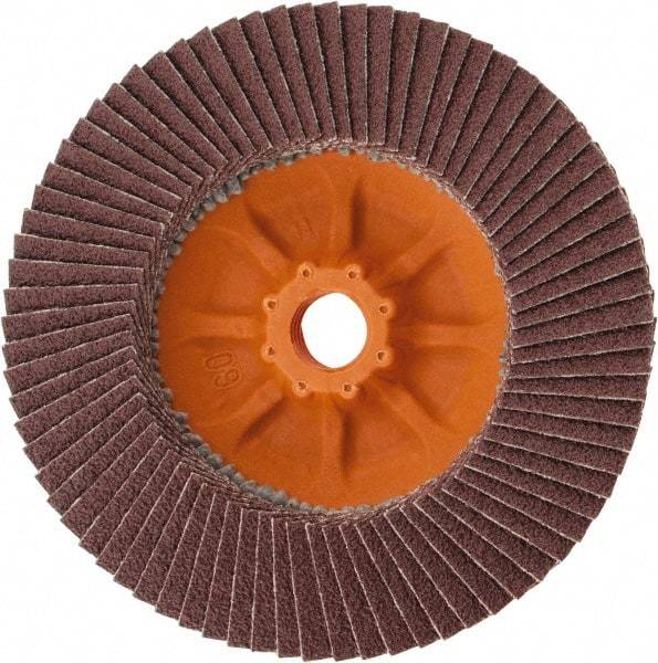 WALTER Surface Technologies - 60 Grit, 4-1/2" Disc Diam, 5/8-11 Center Hole, Zirconia Alumina Flap Disc - 13,300 Max RPM, Plastic Backing, Arbor Attaching System, Coated - Americas Industrial Supply