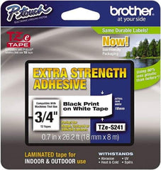 Brother - 3/4" Wide x 314.4" Long, White Plastic/Paper Tape Cassette - For Label Maker - Americas Industrial Supply