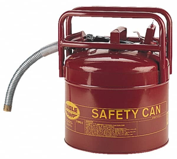 Eagle - 5 Gal Galvanized Steel Type II DOT Safety Can - 15-3/4" High x 12-1/2" Diam, Red with Yellow - Americas Industrial Supply