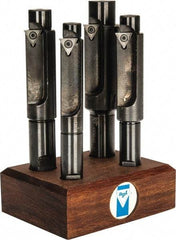 APT - 4 Piece, 3/8 to 5/8" Diam, Solid Pilot, TPGH 215 Insert Indexable Counterbore Set - 13/32, 15/32, 17/32, 21/32" Pilot Diam, 1/2, 5/8 Shank Diam, Straight Shank - Americas Industrial Supply
