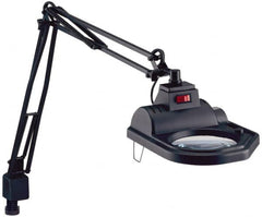 Electrix - 45 Inch, Spring Suspension, Clamp on, Halogen, Black, Magnifying Task Light - 100 Watt, 1.75x Magnification, 5 Inch Wide - Americas Industrial Supply