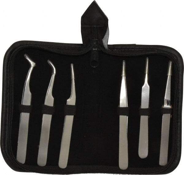 Value Collection - Stainless Steel Tweezer Set - 6 Piece - Americas Industrial Supply