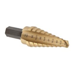 Irwin - 9 Hole Sizes, 1/4 to 3/4" Hole Diam High Speed Steel Speedpoint Step Drill Bit - Americas Industrial Supply