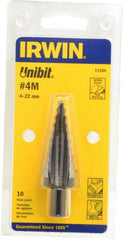 Irwin - 10 Hole Sizes, 4 to 22mm Hole Diam Cobalt Speedpoint Step Drill Bit - Americas Industrial Supply