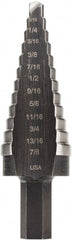 Irwin - 12 Hole Sizes, 3/16 to 7/8" Hole Diam High Speed Steel Speedpoint Step Drill Bit - Americas Industrial Supply