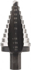 Irwin - 10 Hole Sizes, 1/4 to 1-3/8" Hole Diam High Speed Steel Speedpoint Step Drill Bit - Americas Industrial Supply