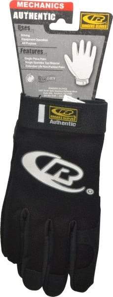 Ringers Gloves - Size XL (11) Synthetic Leather General Protection Work Gloves - For Mechanic's & Lifting, Uncoated, Hook & Loop Cuff, Full Fingered, Black, Paired - Americas Industrial Supply