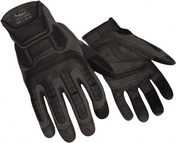 Ringers Gloves - Size S (8) Synthetic Blend (Padded not GEL) Anti-Vibration/Impact Protection Work Gloves - For Mechanic's & Lifting, Uncoated, Elastic Band Cuff, Black, Paired - Americas Industrial Supply