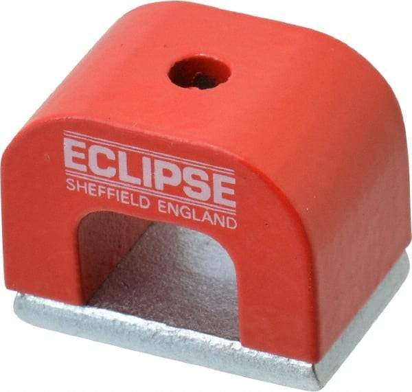 Eclipse - 1 Hole, 0.1969" Hole Diam, 51/64" Overall Width, 1-3/16" Deep, 51/64" High, 9.5 Lb Average Pull Force, Alnico Power Magnets - 7.5mm Pole Width, 550°C Max Operating Temp, Grade 5 Alnico - Americas Industrial Supply