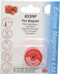 Eclipse - 1-1/16" Diam, 10-32 Thread, 9 Lb Average Pull Force, Mild Steel, Alnico Pot Magnets - 220°C Max Operating Temp, 1" High, Grade 5 Alnico - Americas Industrial Supply