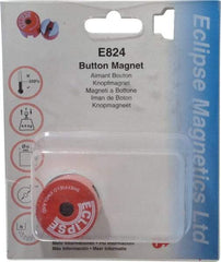 Eclipse - 1-1/4" Diam, 9/32" Hole Diam, 4.8 kg Max Pull Force Alnico Button Magnet - 1" High, 1/2" Gap Width, Grade 5 Alnico - Americas Industrial Supply