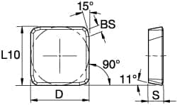 Kennametal - SPKN53 Grade KC725M Carbide Milling Insert - TiN/TiCN/TiN Finish, 3/16" Thick, 5/8" Inscribed Circle - Americas Industrial Supply