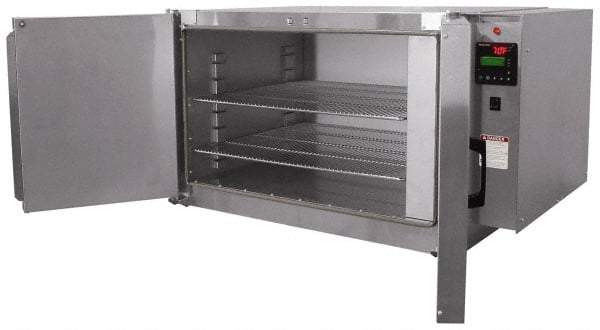 Grieve - 1 Phase, 28 Inch Inside Width x 24 Inch Inside Depth x 18 Inch Inside Height, 350°F Max, Portable Heat Treating Bench Oven - 2 Shelves, 7 Cubic Ft. Work Space, 115 Max Volts, 41 Inch Outside Width x 30 Inch Outside Depth x 23 Inch Outside Height - Americas Industrial Supply