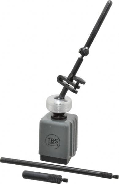 TESA Brown & Sharpe - 1-1/4" Long x 1-1/4" Wide x 1-3/4" High Magnetic Indicator Base with Holders - 15 Lb Magnetic Pull, 7/32 & 4-3/8" Rod Length, Post Arm (Ball & Socket) - Americas Industrial Supply