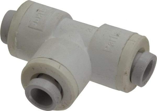 Parker - 1/4" Outside Diam, Polypropylene Push-to-Connect Tube Union Tee - 150 Max psi, Tan - Americas Industrial Supply