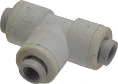 Parker - 1/4" Outside Diam, Polypropylene Push-to-Connect Tube Union Tee - 150 Max psi, Tan - Americas Industrial Supply