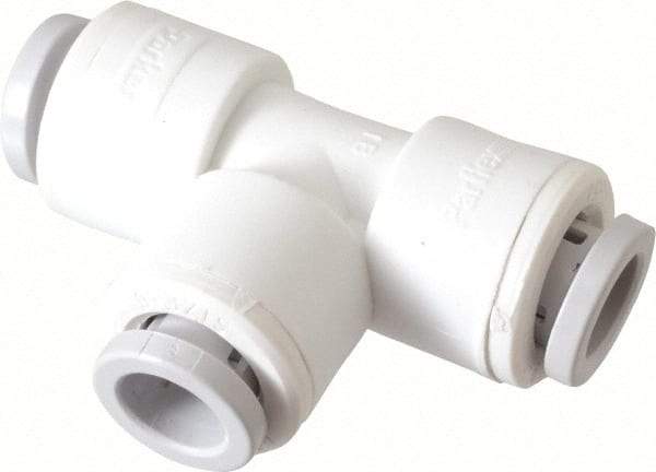 Parker - 3/8" Outside Diam, Polypropylene Push-to-Connect Tube Union Tee - 150 Max psi, Tan - Americas Industrial Supply
