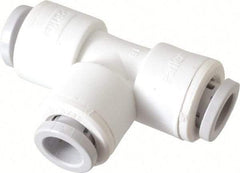 Parker - 3/8" Outside Diam, Polypropylene Push-to-Connect Tube Union Tee - 150 Max psi, Tan - Americas Industrial Supply
