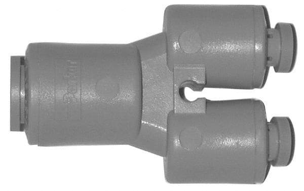Parker - 3/8 x 5/16" Outside Diam, Acetal Push-to-Connect Tube Union Y - 300 Max psi, Tan - Americas Industrial Supply