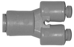 Parker - 3/8 x 5/16" Outside Diam, Acetal Push-to-Connect Tube Union Y - 300 Max psi, Tan - Americas Industrial Supply