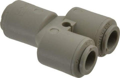 Parker - 3/8" Outside Diam, Acetal Push-to-Connect Tube Union Y - 300 Max psi, Tan - Americas Industrial Supply