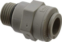 Parker - 3/8" Outside Diam, 9/16-18 UNF-2A, Acetal Push-to-Connect Tube Male Connector - 300 Max psi, Tan - Americas Industrial Supply
