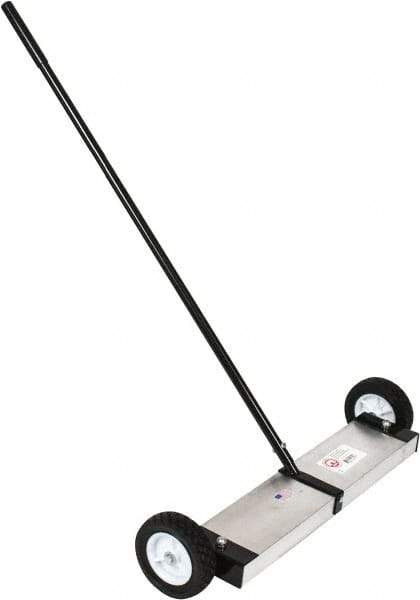 Mag-Mate - 24" Long Push Magnetic Sweeper with Wheels - 5" Wide x 5" High x 48" Long, 6" Wheel Diam, 2" Clearance - Americas Industrial Supply