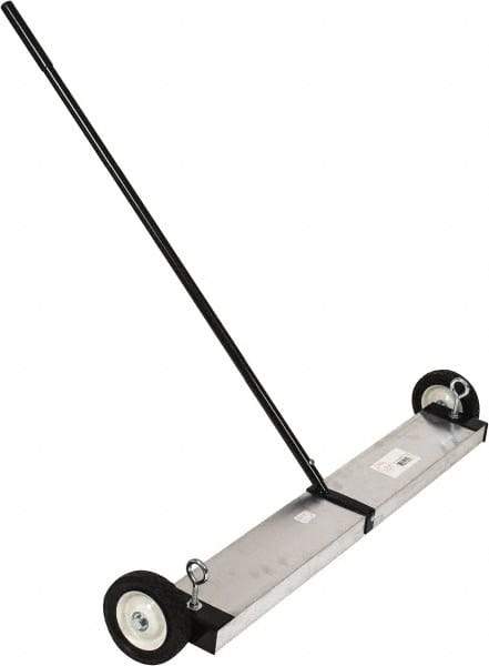 Mag-Mate - 36" Long Push Magnetic Sweeper with Wheels - 5" Wide x 5" High x 48" Long, 6" Wheel Diam, 2" Clearance - Americas Industrial Supply