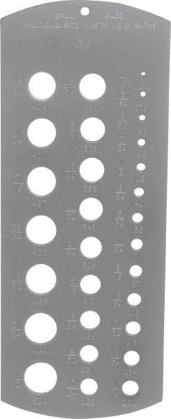 PEC Tools - 1/16 Inch to 1/2 Inch Hole Size Drill Gage - 29 Holes - Americas Industrial Supply