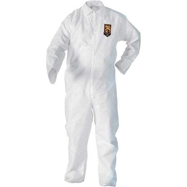 KleenGuard - Size L SMS General Purpose Coveralls - White, Zipper Closure, Elastic Cuffs, Elastic Ankles, Serged Seams - Americas Industrial Supply