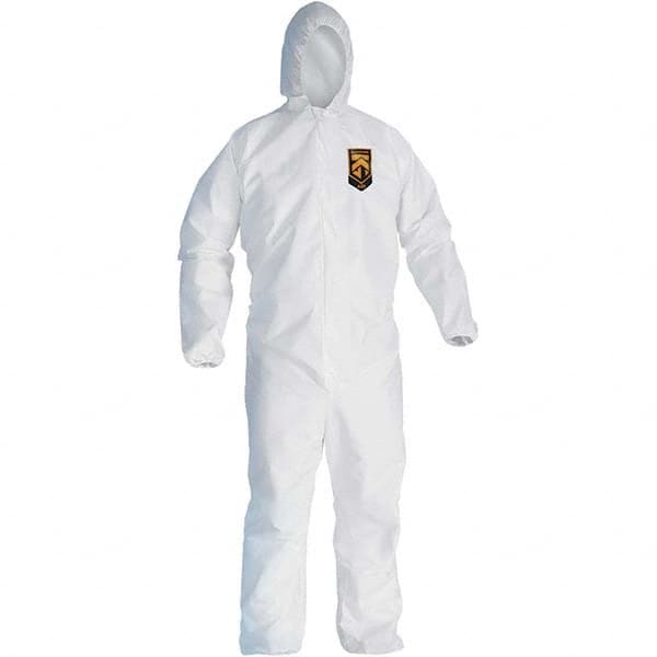 KleenGuard - Size L SMS General Purpose Coveralls - White, Zipper Closure, Elastic Cuffs, Elastic Ankles, Serged Seams - Americas Industrial Supply