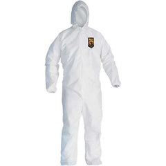 KleenGuard - Size 2XL SMS General Purpose Coveralls - White, Zipper Closure, Elastic Cuffs, Elastic Ankles, Serged Seams - Americas Industrial Supply