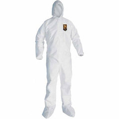 KleenGuard - Size M SMS General Purpose Coveralls - White, Zipper Closure, Elastic Cuffs, with Boots, Serged Seams - Americas Industrial Supply