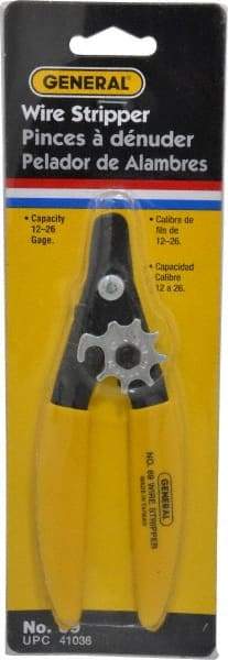 General - 26 to 12 AWG Capacity Precision Wire Stripper - 5-1/2" OAL, Plastic Coated Handle - Americas Industrial Supply