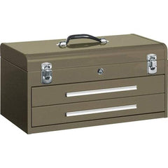 Kennedy - 2 Drawer Tool Box - 20-1/8" Wide x 8-5/8" Deep x 9-3/4" High, Steel, Brown - Americas Industrial Supply