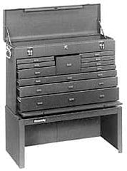 Kennedy - 11 Drawer, 2 Piece, Brown Steel Machinist's Combo - 12.56 Inches Deep 9-1/2 Inches High 26.62 Inches Wide Base - Americas Industrial Supply