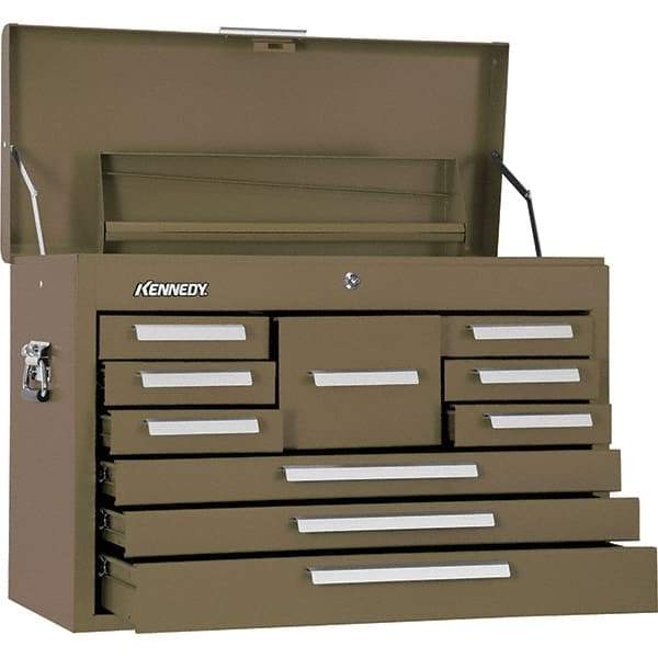 Kennedy - 10 Drawer Tool Chest - 26-1/8" Wide x 12-1/8" Deep x 18-7/8" High, Steel, Brown - Americas Industrial Supply