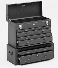 Kennedy - 9 Drawer, 2 Piece, Brown Steel Machinist's Combo - 9-5/8 Inches Deep 7.812 Inches High 21.62 Inches Wide Base - Americas Industrial Supply
