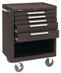 Kennedy - 5 Drawer Steel Tool Roller Cabinet - 27" Wide x 35" High x 18" Deep, Ball Bearing Drawer Slides, Brown - Americas Industrial Supply
