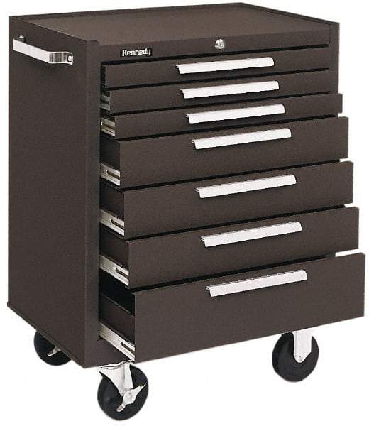 Kennedy - 7 Drawer Steel Tool Roller Cabinet - 27" Wide x 35" High x 18" Deep, Brown - Americas Industrial Supply